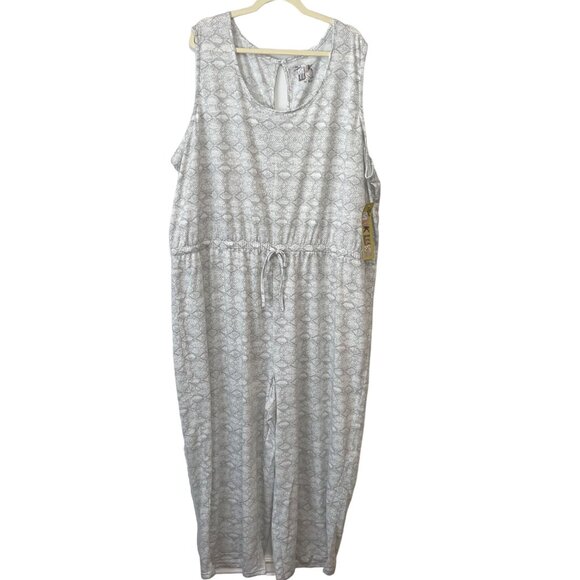 NWT Muk Luks Womens Sleeveless Jumpsuit 4X Gray White - Picture 1 of 7